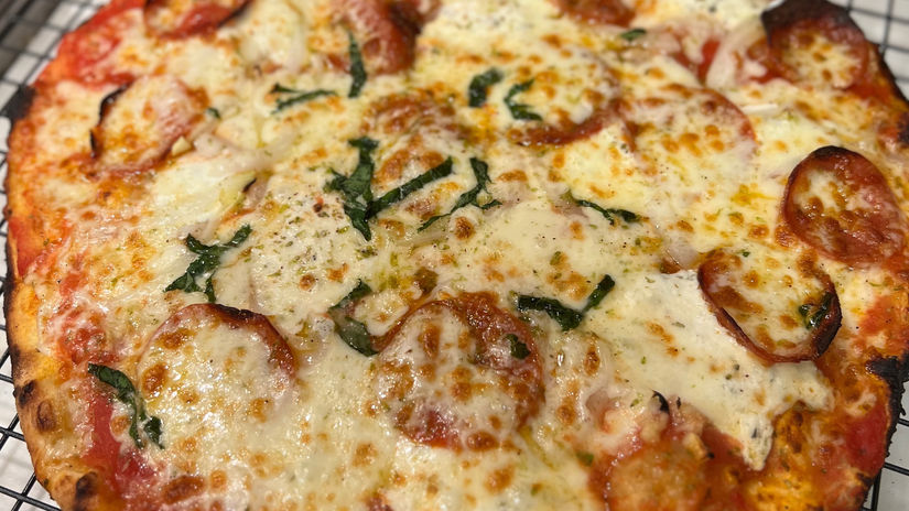 Pizza with Dough and Sauce